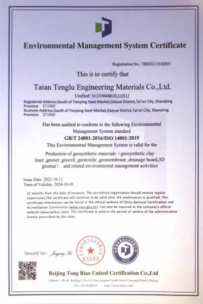 Environmental Management System Certificate