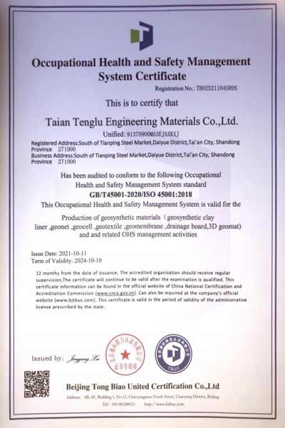 Occupational Health and Safety Management System Certificate