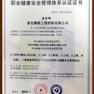 职业健康安全管理体系认证证书